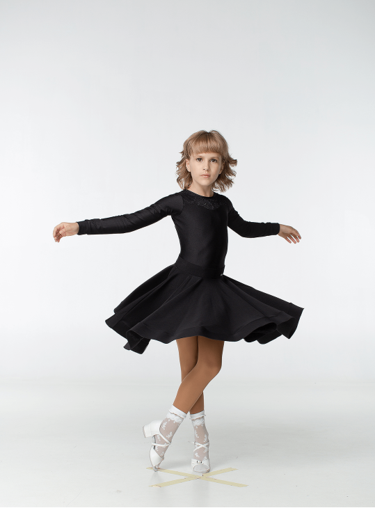 Juvenile dress BS319DR-402-11# for a girl, Black, lycra, lace