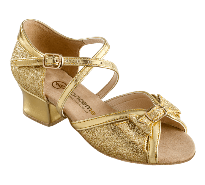 Обувь блок каблук  2004 для девочки, золото