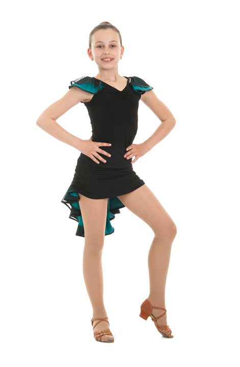 Блуза BL337-5 для дівчинки, чорна/бірюзова, масло, сітка