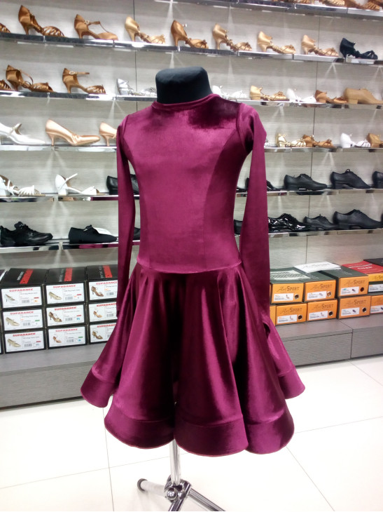 Juvenile dress BS420DR-13А# for a girl, Burgundy, velvet