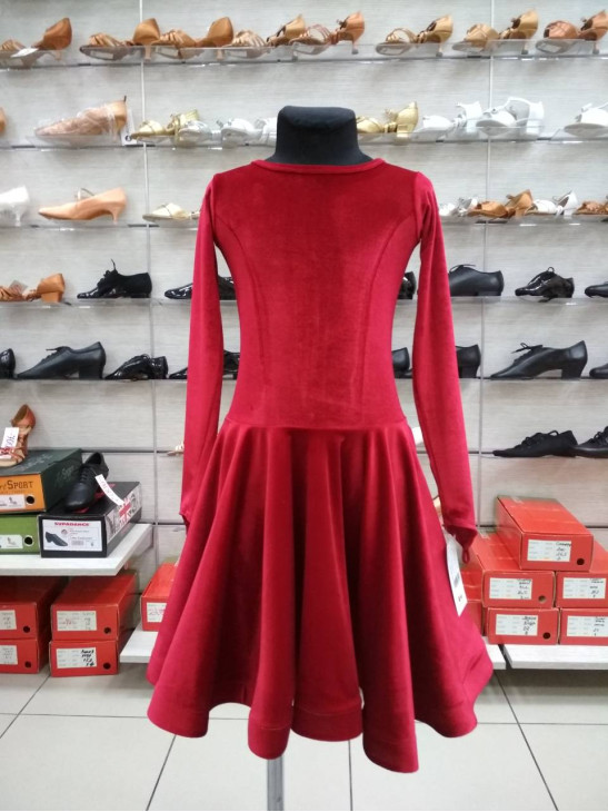 Juvenile dress BS420DR-13# for a girl, Red, velvet