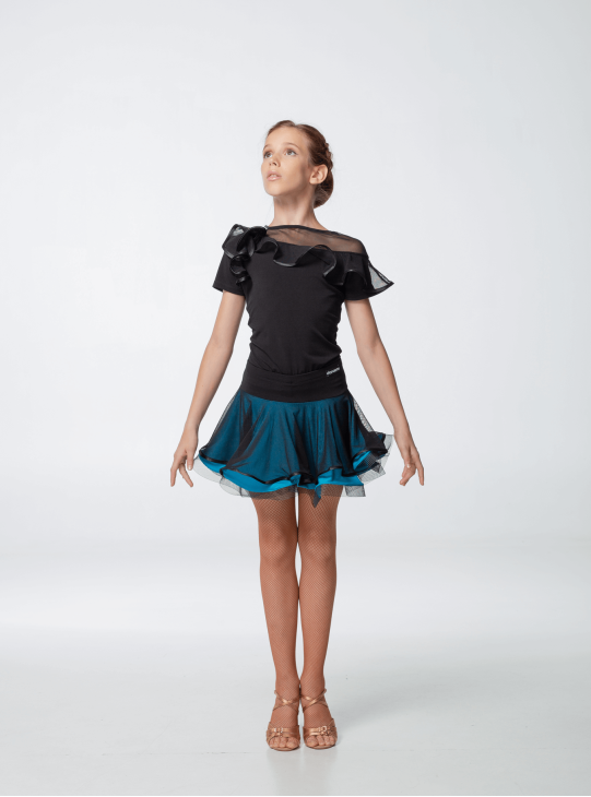 Блуза BL96KR для дівчинки, чорний, масло, сітка