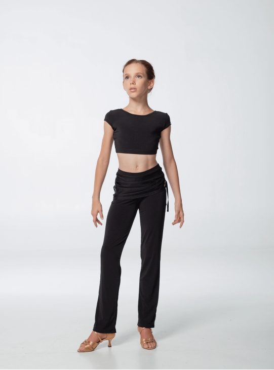 Штани BRL399 для дівчинки, чорний, масло, сітка