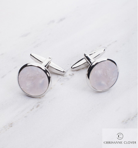 Запонки CFL.SIL/MOP серебро з розовым перламутром