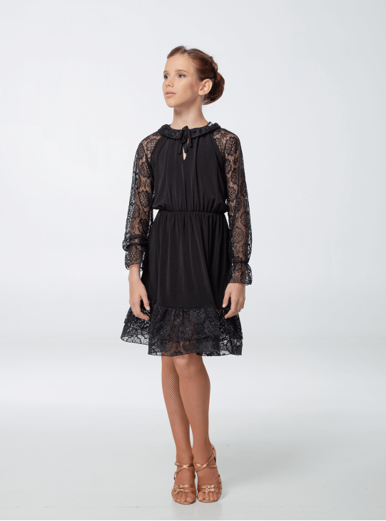 Сукня PL455-11# для дівчинки, чорний, масло, гіпюр