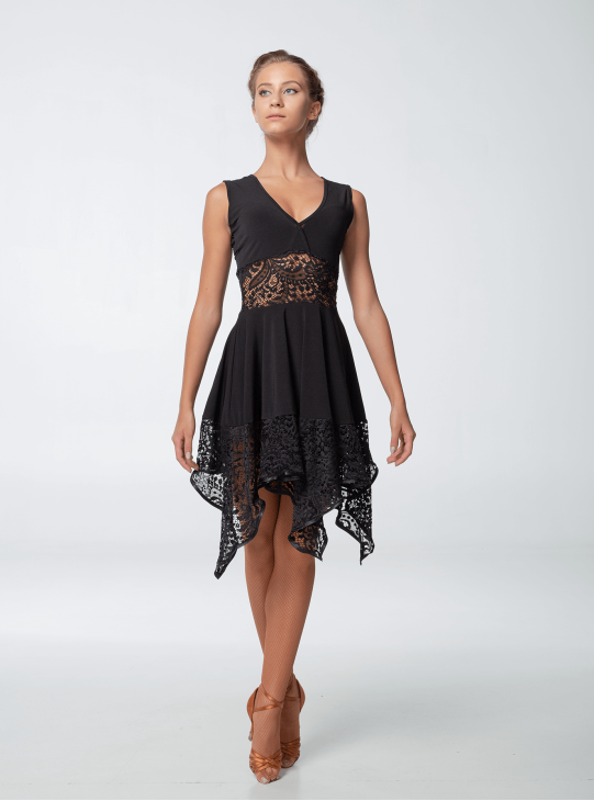 Сукня PL452-11 жіноча, чорний, масло, гіпюр