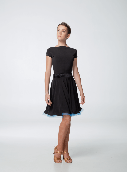 Спідниця жіноча Латина UL402-14#zv Dance.me, масло+оксамит, чорний