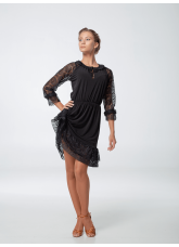 Платье женское Латина ПЛ455-11 Dance.me, масло+гипюр, Черный