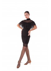 Платье Латина ПЛ431 Dance.me женское, масло+сетка+бархат, черный