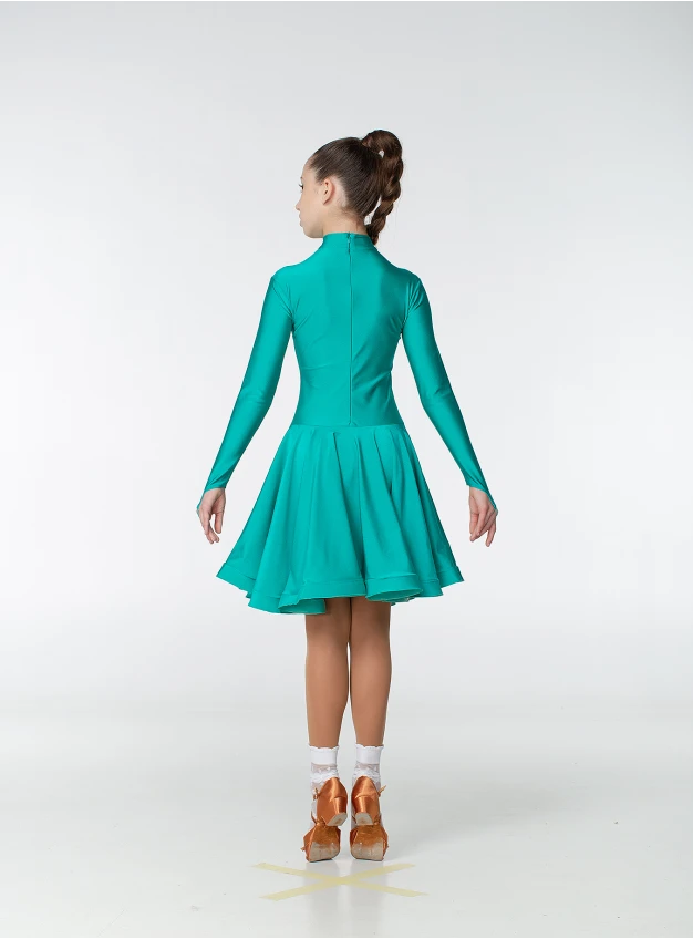 Juvenile dress BS67DR# for a girl, green, lycra