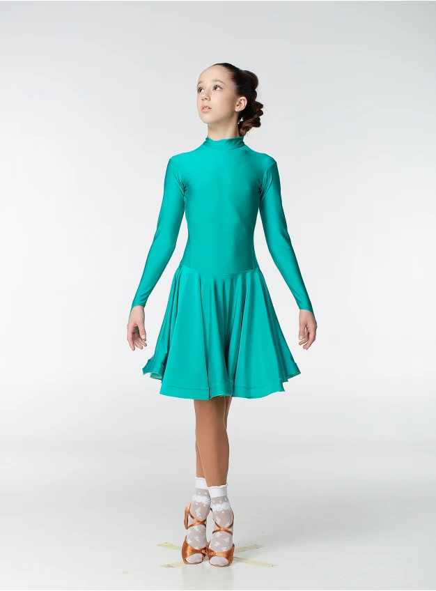 Juvenile dress BS67DR# for a girl, green, lycra