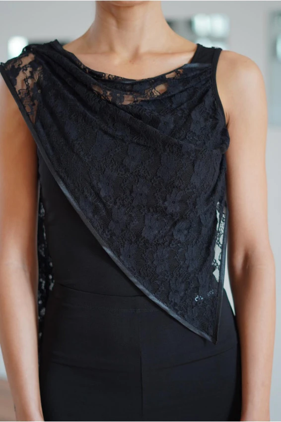 Блуза жіноча BL356-1 Dance.me, Україна, Масло+гіпюр, чорний