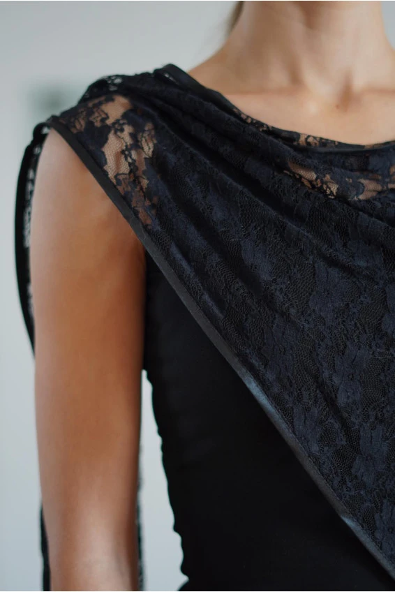 Блуза жіноча BL356-1 Dance.me, Україна, Масло+гіпюр, чорний