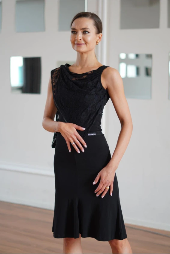 Блуза жіноча BL356-1 Dance.me, Україна, Масло+гіпюр, чорний