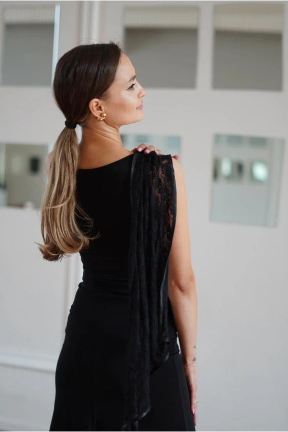 Блуза жіноча BL356-1 Dance.me, Україна, Масло+гіпюр, чорний