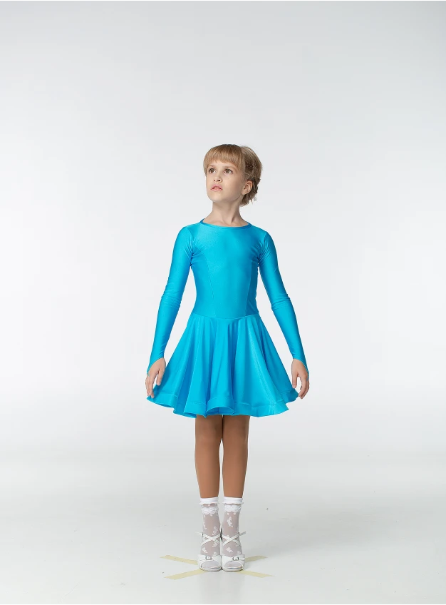 Juvenile dress BS420DR# for a girl, azure, lycra