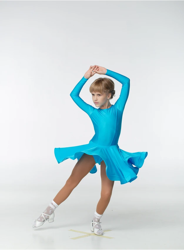 Juvenile dress BS420DR# for a girl, azure, lycra
