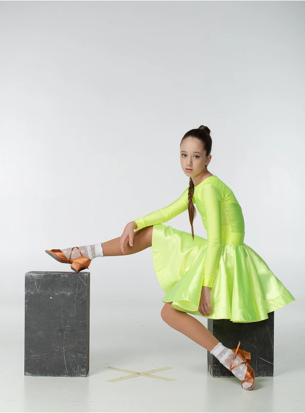 Juvenile dress BS319DR-371-11# Dance.me, Ukraine, biflex+hypure, lemon