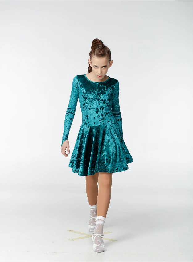 Рейтинговое платье BS420DR-13С# Dance.Me, бархат, изумрудный
