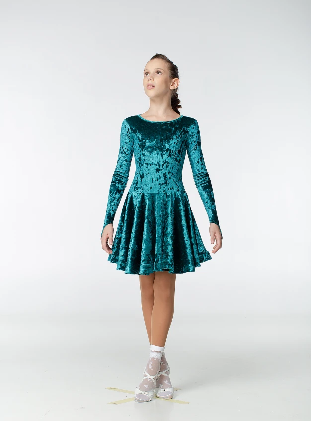 Рейтинговое платье BS420DR-13С# Dance.Me, бархат, изумрудный