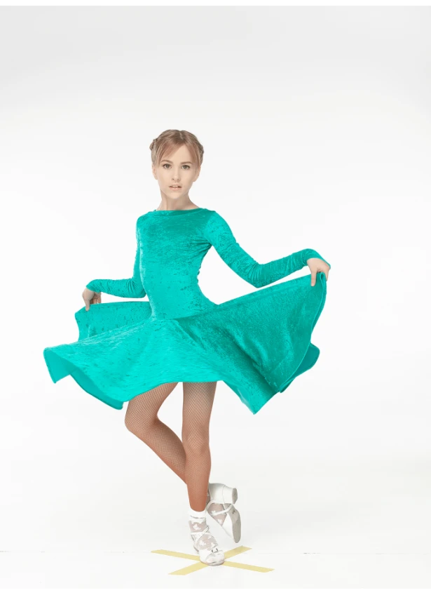 Juvenile dress BS534DR-13B# for a girl, emerald, crash velvet