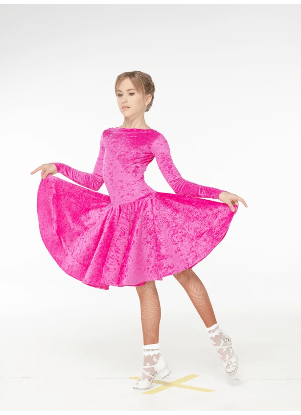 Juvenile dress BS534DR-13B# for a girl, fuchsia, crash velvet