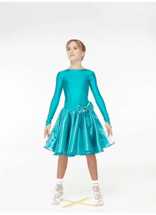 Бейсік  BS536DR-180# для дівчинки, бірюзовий, біфлекс, атлас+фатин
