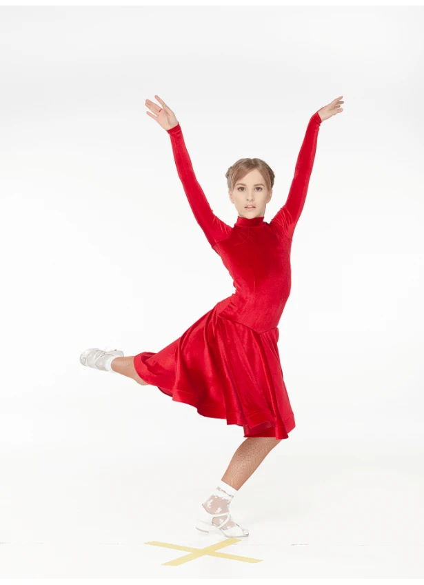 Juvenile dress BS539DR-13# for a girl, Red, velvet