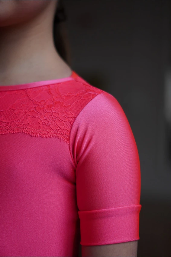 Juvenile dress BS276KR-180# for a girl, coral, lycra, satin+tulle