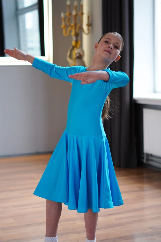 Juvenile dress BS509DR# for a girl, Azure, lycra