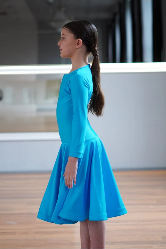 Juvenile dress BS509DR# for a girl, Azure, lycra