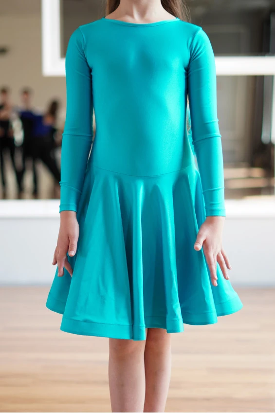 Juvenile dress BS514DR# for a girl, green, lycra