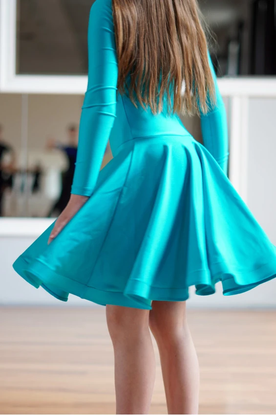Juvenile dress BS514DR# for a girl, green, lycra