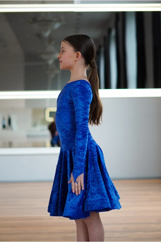 Juvenile dress BS534DR-13B# for a girl, electric blue, crash velvet