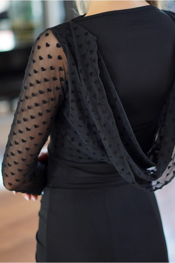 Блуза BL932-19 жіноча, чорний, масло, сітка