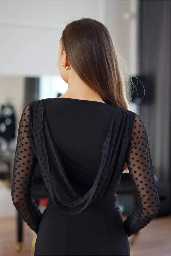 Блуза BL932-19 жіноча, чорний, масло, сітка