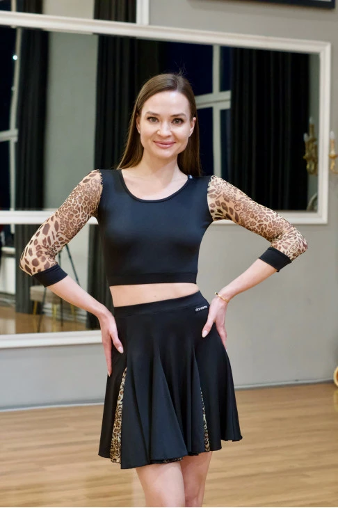 Юбка UL76-2-14 female, Black/leo, crepe, mesh