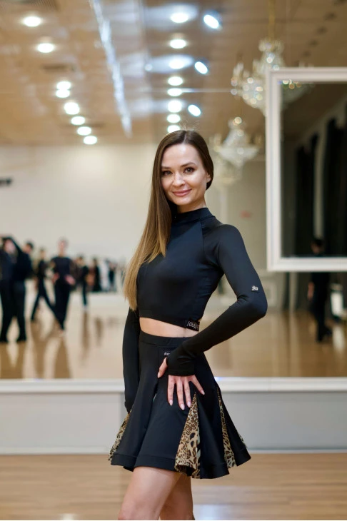 Спідниця UL76-2-14# жіноча, чорн/леопард, креп, сітка