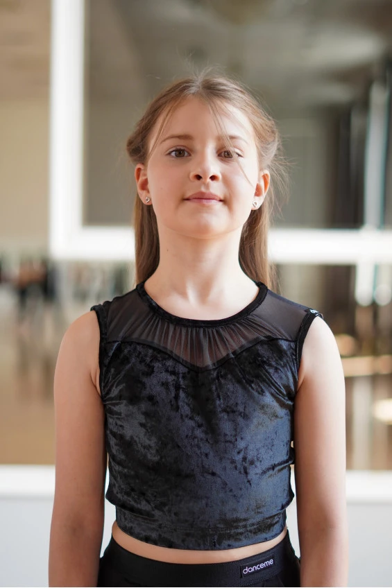 Топ TP921-13C for a girl, black, velvet, mesh