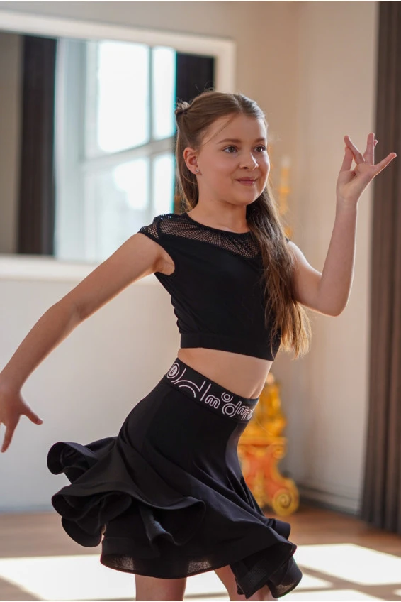 Топ TP922-17 для дівчинки, чорний, масло, сітка