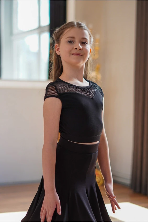 Топ TP922-17 для дівчинки, чорний, масло, сітка