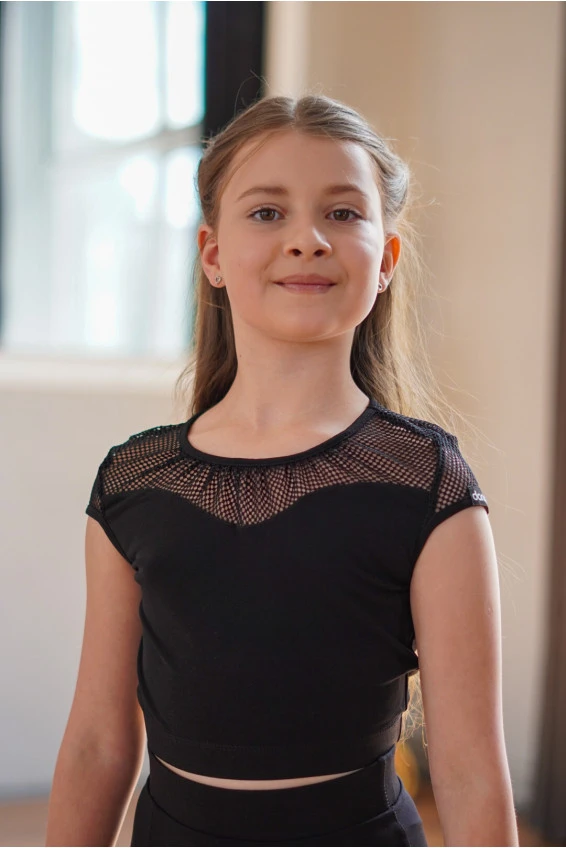 Топ TP922-17 для дівчинки, чорний, масло, сітка