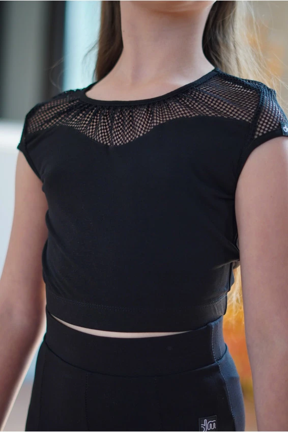 Топ TP922-17 для дівчинки, чорний, масло, сітка