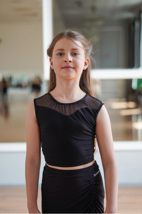 Топ TP921-17 для девочки, черный, масло, сетка