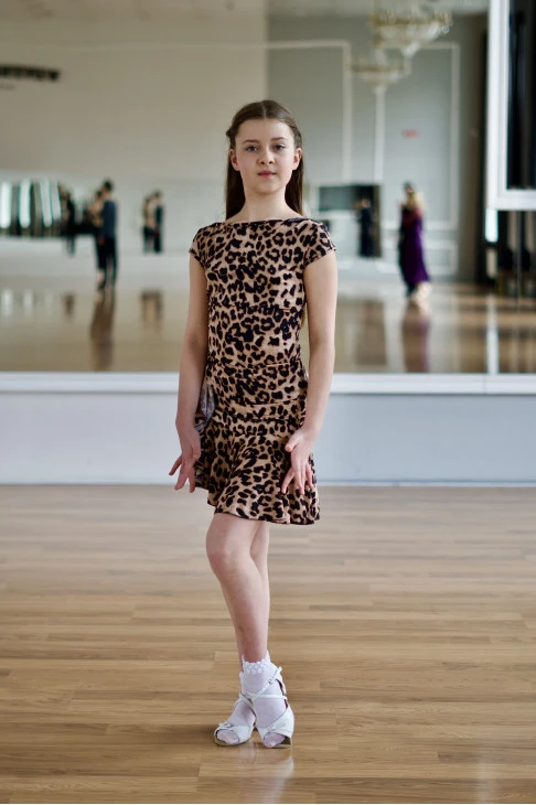 Блуза BL353KR для девочки, леопард, масло