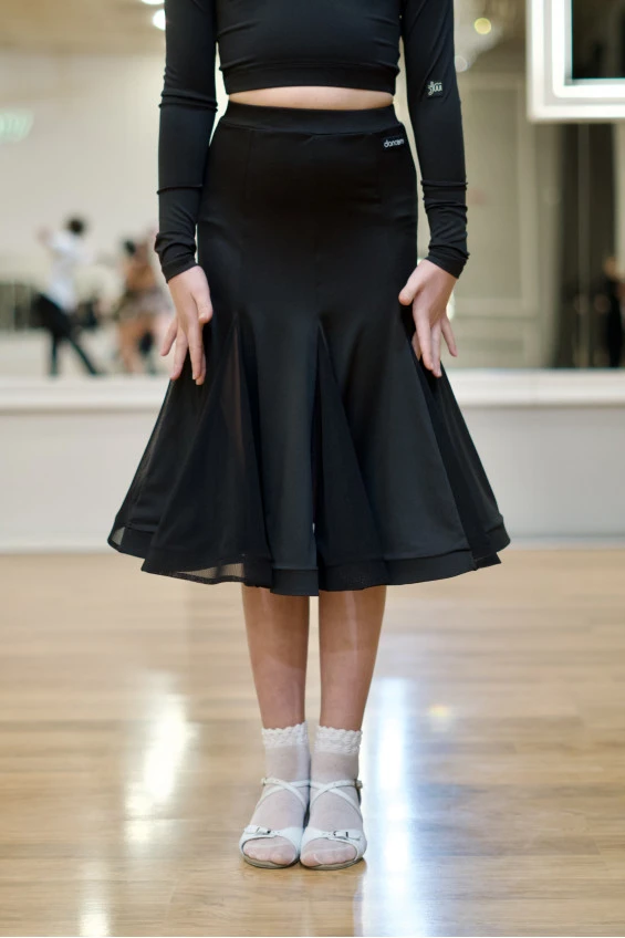 Спідниця US905# для дівчинки, чорна, креп, сітка