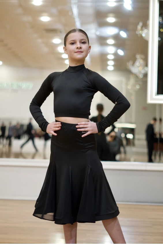 Спідниця US905# для дівчинки, чорна, креп, сітка