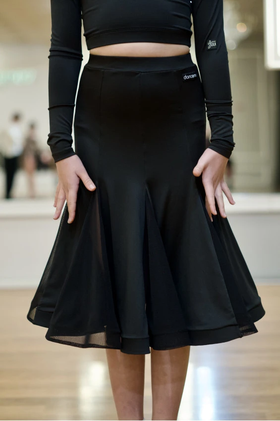 Спідниця US905# для дівчинки, чорна, креп, сітка