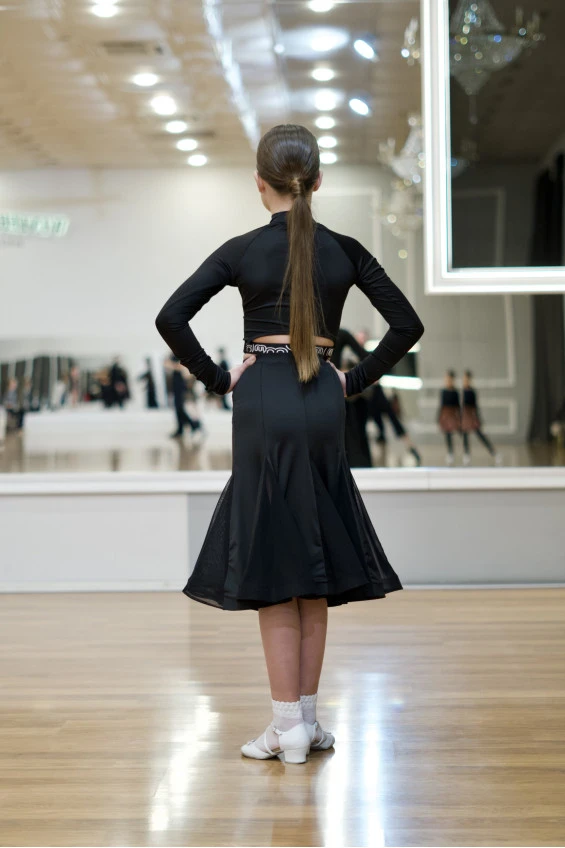 Спідниця US905# для дівчинки, чорна, креп, сітка