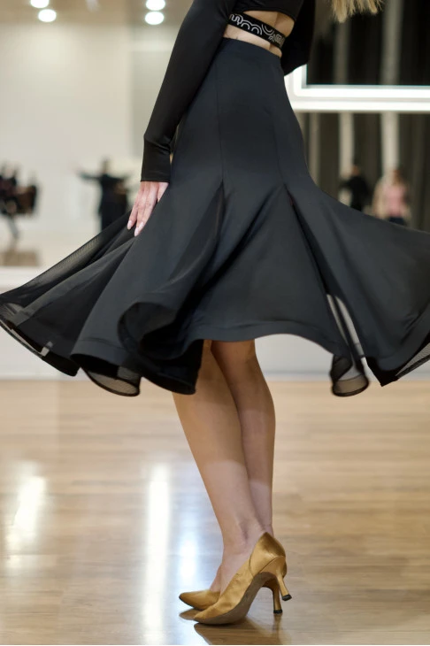 Юбка US905# жіноча, чорний, креп, сітка